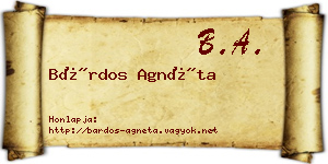 Bárdos Agnéta névjegykártya